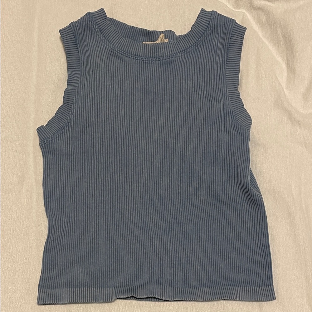 Moa Moa Blue Ribbed Tank Top
